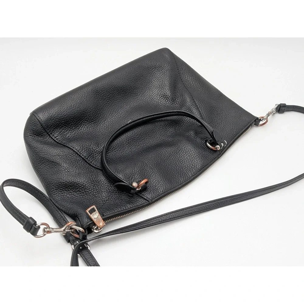 Coach‎ Satchel Womens Medium Black Kelsey Pebbled Leather Crossbody Handbag